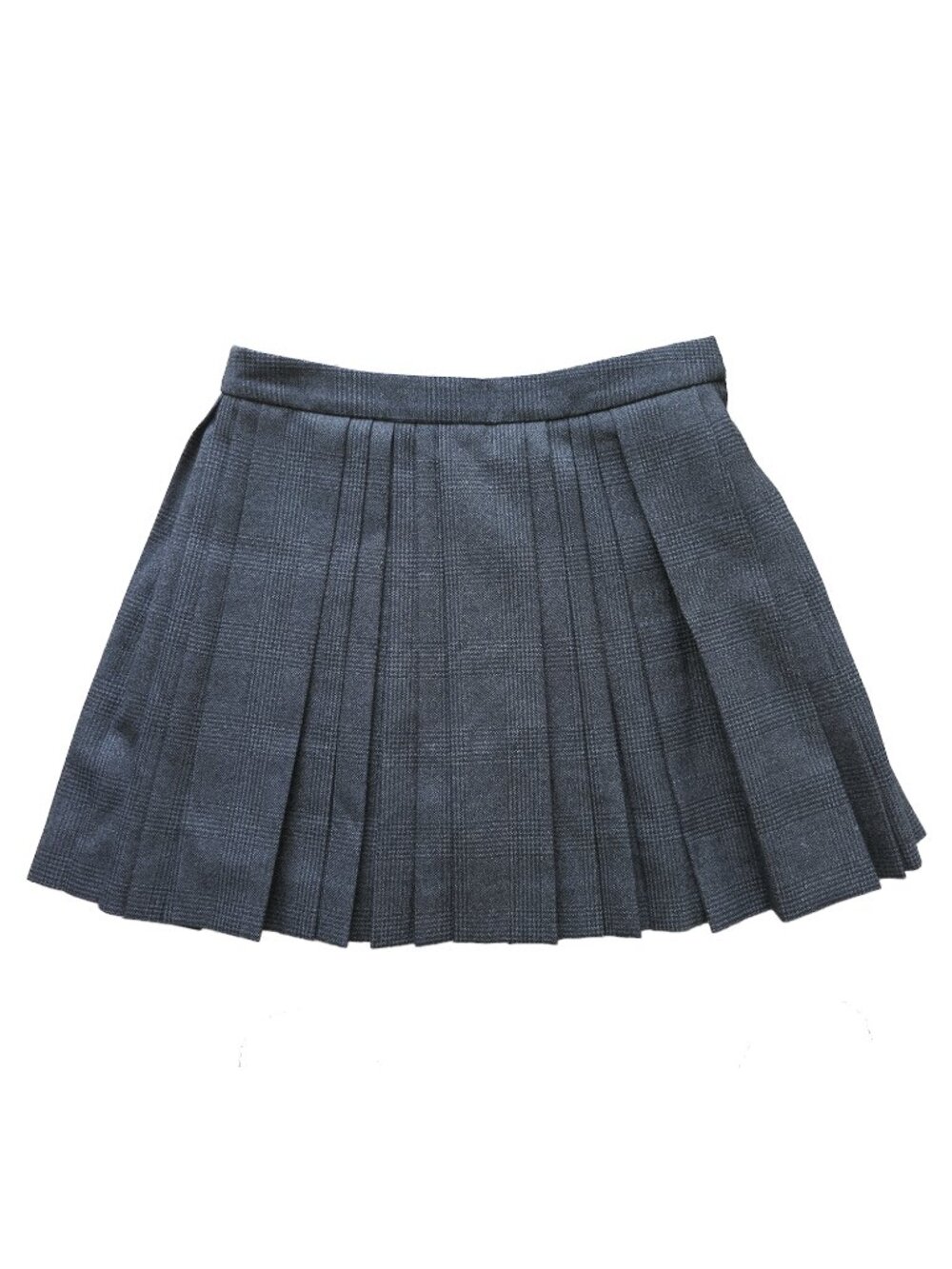 CELINE Dark Gray Wool Plaid Check Tweed Pleated A-Line Mini Skirt 36 / 4